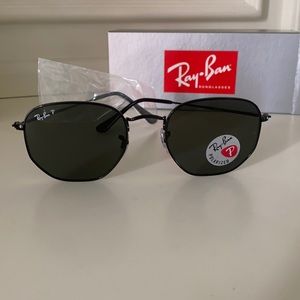 RayBan All Black Hexagonal Flat Lense Sunglasses